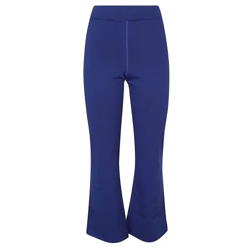 Liviana Conti , Blue Flared Leggings with Visible Stitching ,Blue female, Sizes: