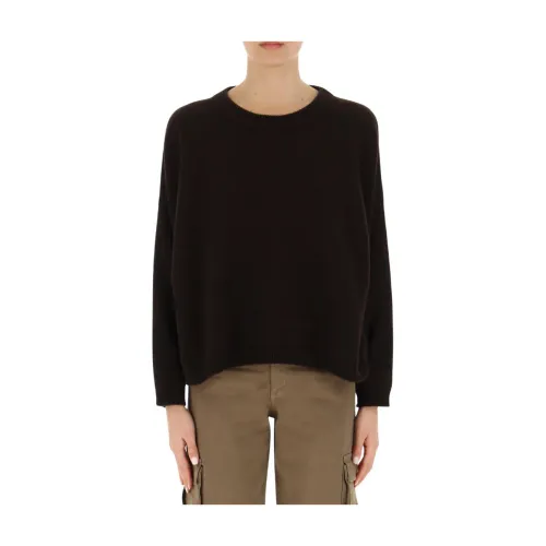Liviana Conti , Cashmere Sweater with Ribbed Edges ,Brown female, Sizes: