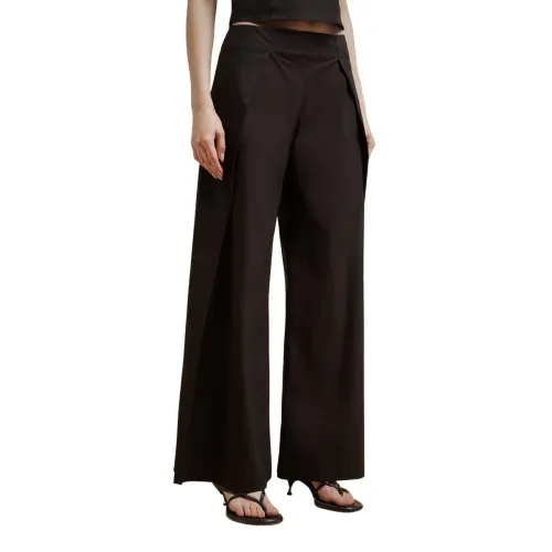 Liviana Conti , Folded Trousers ,Black female, Sizes: