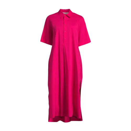 Liviana Conti , Stretch Poplin Polo Dress with Side Slits ,Pink female, Sizes: