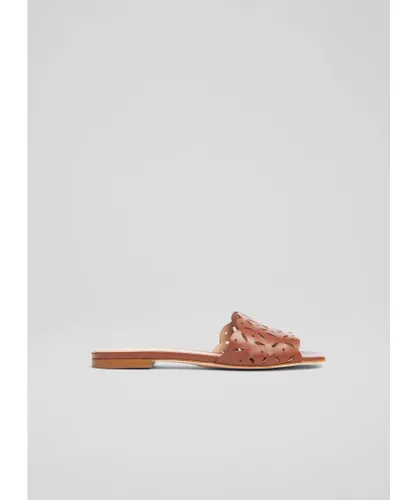 LK Bennett Womens Amaya Flat Sandals, Cognac - Brown Leather
