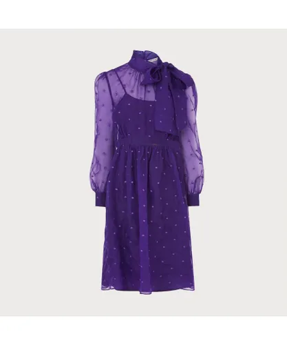 LK Bennett Womens Depp Dress, Violet - Silver Silk