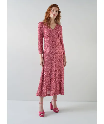 LK Bennett Womens Gabrielle Dresses, Pink Sequin