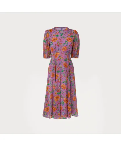 LK Bennett Womens Garland Dress, Purple Silk