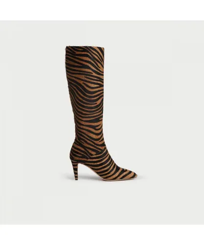 LK Bennett Womens Gini knee boots, Natural Zebra - Animal Leather