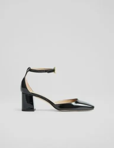 Lk Bennett Womens Leather Patent Block Heel Court Shoes - 6 - Black, Black,Pink