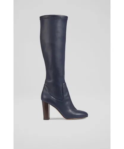 LK Bennett Womens Marlowe Knee Boots,Navy - Blue Leather
