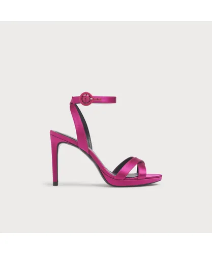 LK Bennett Womens Neath Formal Sandals, Magenta - Pink Satin