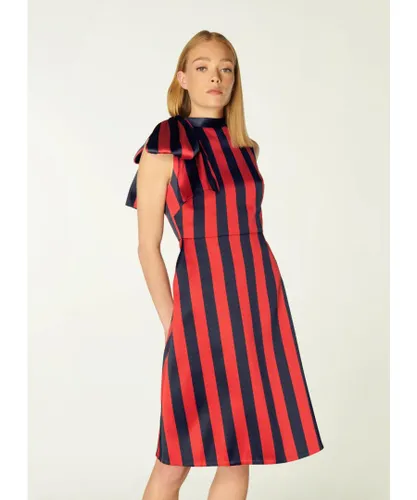LK Bennett Womens Tiggy Dress, Navy Multi - Navy/Red Silk