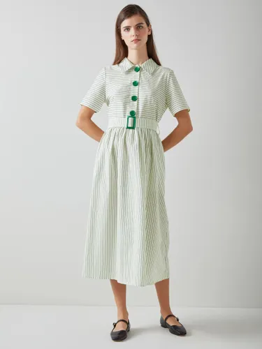 L.K.Bennett Bextor Stripe Shirt Dress - Cream/Green - Female