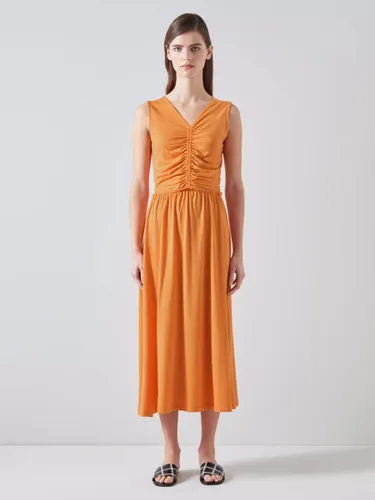 L.K.Bennett Claud Ruched Sleeveless Dress, Burnt Orange - Burnt Orange - Female