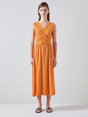L.K.Bennett Claud Ruched Sleeveless Dress, Burnt Orange - Burnt Orange - Female