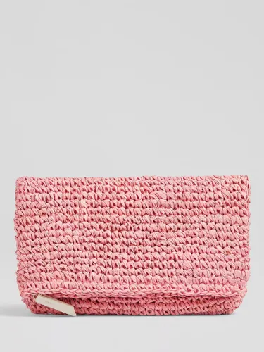 L.K.Bennett Danilla Raffia Foldover Clutch Bag, Pink - Pink - Female