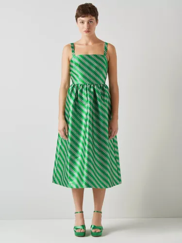 L.K.Bennett Elodie Geometric Midi Dress, Green/Multi - Green/Multi - Female