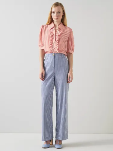 L.K.Bennett Ensor Silk Blend Stripe Shirt, Rose/Cream - Rose/Cream - Female