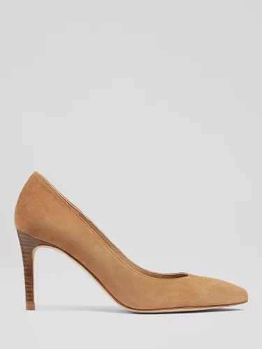 L.K.Bennett Floret Suede Wooden Heel Pointed Toe Court Shoes - Nutmeg - Female