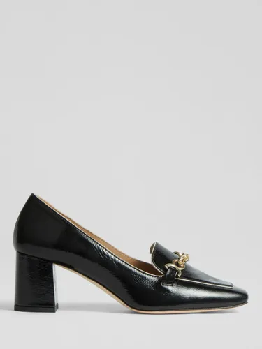 L.K.Bennett Johanna Block Heel Leather Court Shoes, Black - Black - Female