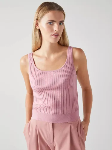 L.K.Bennett Monmouth Ribbed Wool Crop Top, Pink - Pink - Female