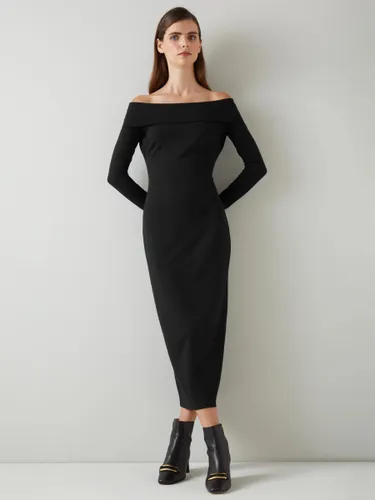 L.K.Bennett Oda Jersey Bodycon Bardot Dress, Black - Black - Female