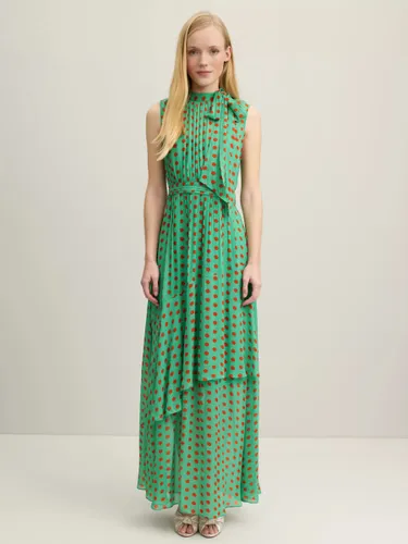 L.K.Bennett Royal Ascot Robyn Spot Asymmetric Tier Maxi Dress, Green/Multi - Green/Multi - Female