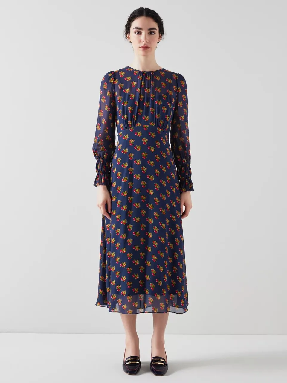 L.K.Bennett Wren Floral Midi Dress, Navy/Multi - Navy/Multi - Female