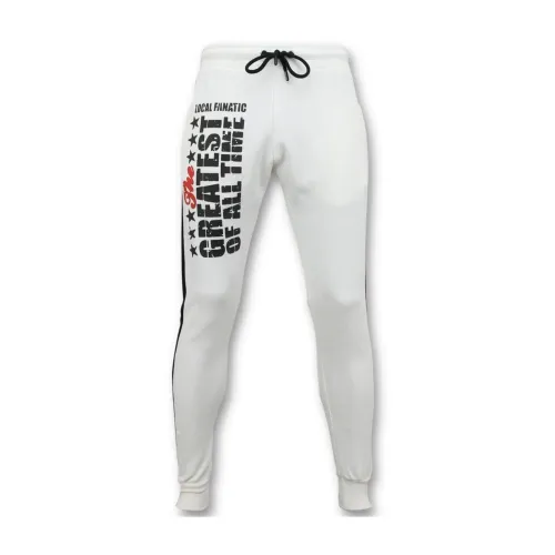 Local Fanatic , Exclusive Sweat Pants Men - Muhammad Ali Training Pants ,White male, Sizes: