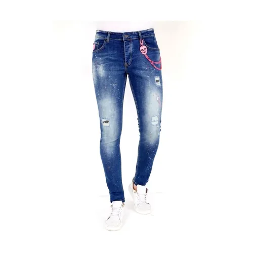 Local Fanatic , Jeans with Splatter for Men - 1036 ,Blue male, Sizes: