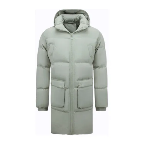 Local Fanatic , Long padded parka jacket with detachable hood for men - 3361 ,White male, Sizes: