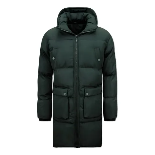 Local Fanatic , Long puffy winter jacket with hood for men ,Black male, Sizes:
