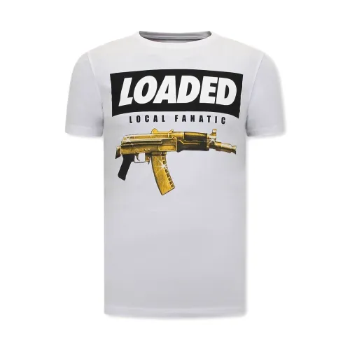 Local Fanatic , T-Shirt with Print Loaded Gun ,White male, Sizes: