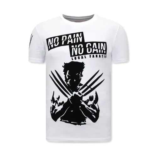 Local Fanatic , Wolverine X Man T-Shirt with Print ,White male, Sizes: