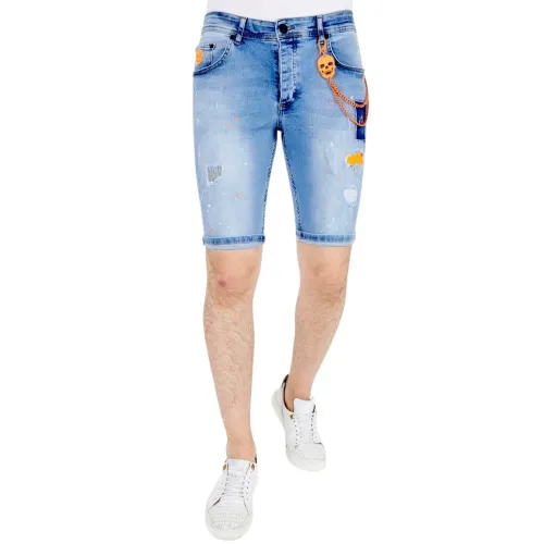 Local Fanatic , Worn-out Shorts Men - 1040 ,Blue male, Sizes: