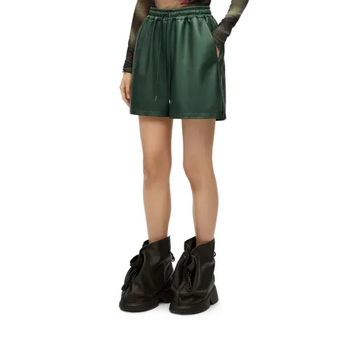 Loewe , Green Satin Shorts with Elastic Waist ,Green female, Sizes: