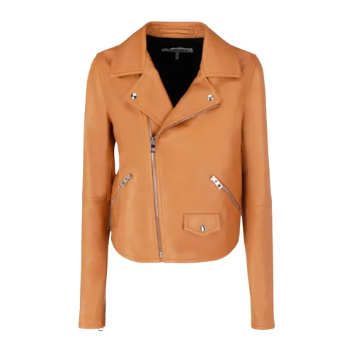 Loewe , Rock Street Leather Biker Jacket ,Brown female, Sizes: