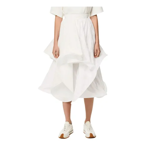 Loewe , Spiral Flight Midi Skirt ,White female, Sizes: