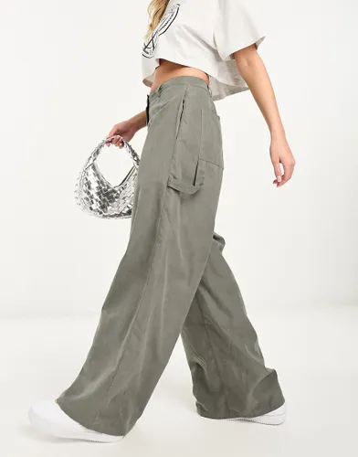 Lola May tailored parachute trouser in charcoal-Grey