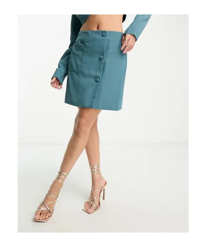 Lola May Womens tailored mini skirt co-ord in teal-Blue - Turquoise