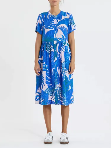 Lollys Laundry Aliya Palm Print Midi Shirt Dress, Blue - Blue - Female