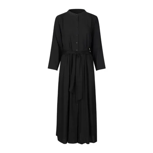 Lollys Laundry , Elegant Black Dress with ¾ Sleeves and Mandarin Collar ,Black female, Sizes: