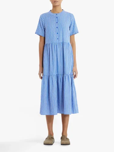 Lollys Laundry Fie Striped Tiered Midi Shirt Dress, Blue - Blue - Female