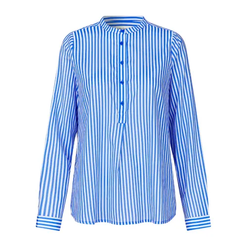 Lollys Laundry , Luxll Blouse with Long Sleeves and Mandarin Collar ,Blue female, Sizes: