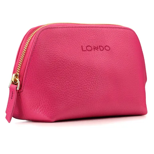 LONDO Genuine Leather Makeup Bag Cosmetic Pouch Travel