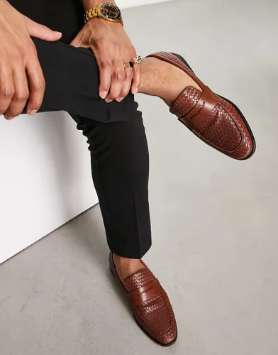 London Rebel X faux leather woven loafers in tan-Brown