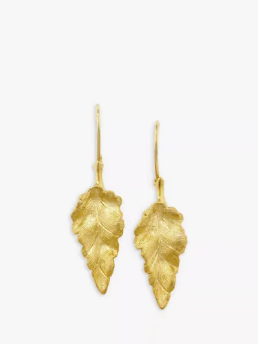 London Road 9ct Gold Leaf Drop Earrings, Gold - Yellow Gold - Female