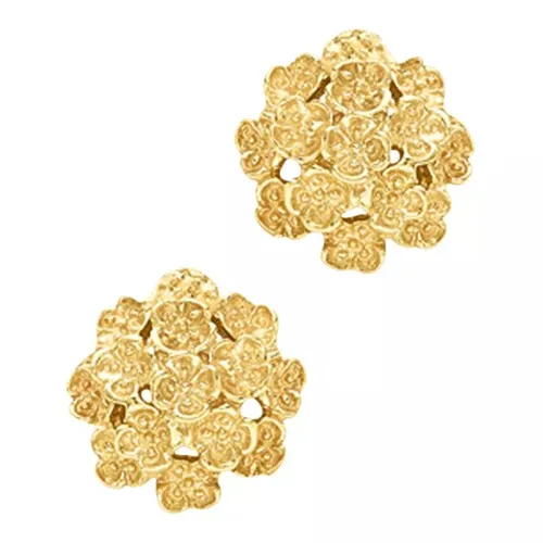 London Road 9ct Yellow Gold Domed Posy Stud Earrings, Gold - Gold - Female