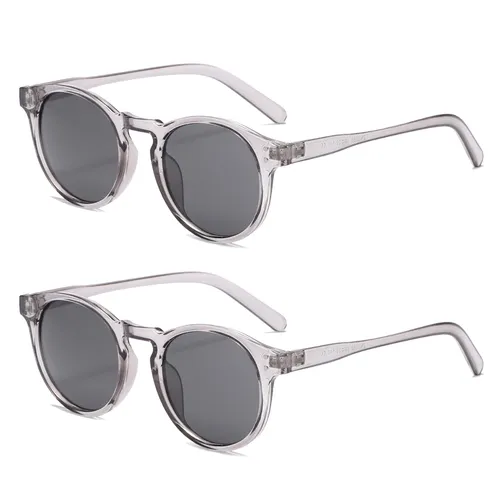Long Keeper 2 Pair Vintage Round Sunglasses for Mens Womens