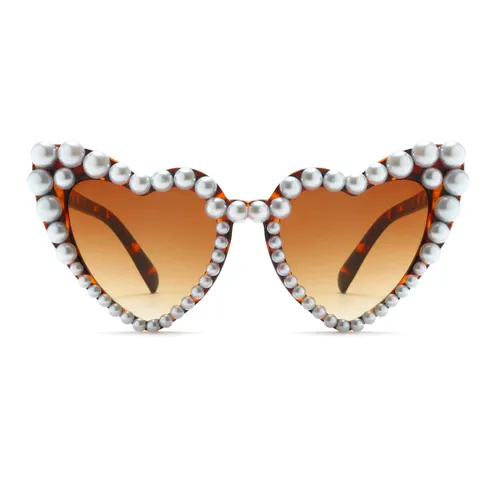 Long Keeper Heart Shaped Pearl Sunglasses for Women Love
