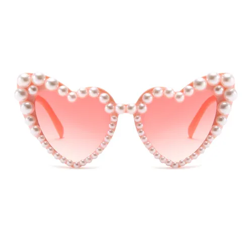 Long Keeper Heart Shaped Pearl Sunglasses for Women Love