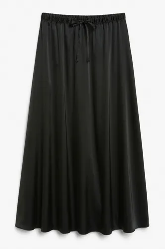Long satin skirt - Black