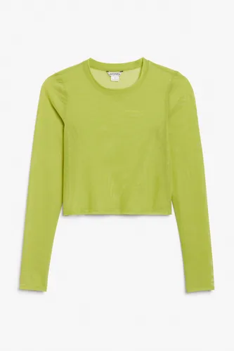 Long sleeve cropped mesh top - Green
